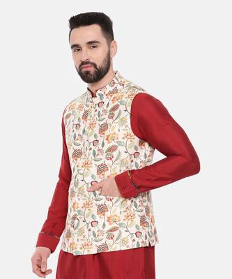 Off White Printed Muslin Modi Jacket 4