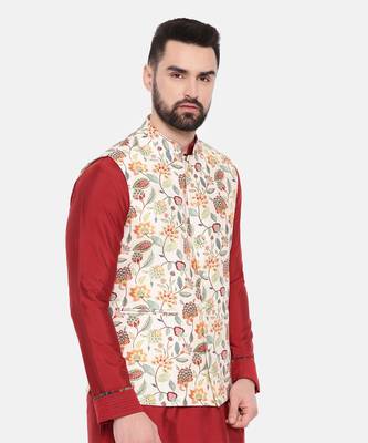 Off White Printed Muslin Modi Jacket 5