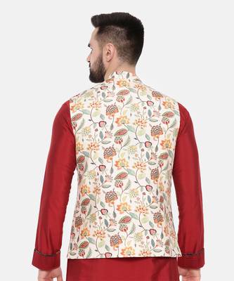Off White Printed Muslin Modi Jacket 6