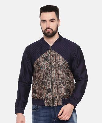 Quilted Blue Beige Bomber Jacket 2