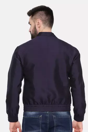 Quilted Blue Beige Bomber Jacket