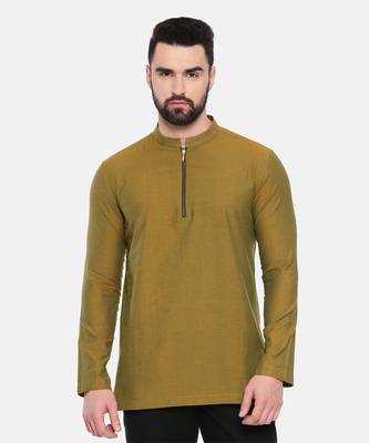 stylish zipper detail short kurta in soft cotton. pair with denims or linen pants. 2