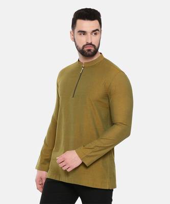 stylish zipper detail short kurta in soft cotton. pair with denims or linen pants. 4