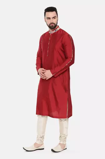 Red Silk Kurta Set