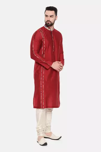 Red Silk Kurta Set