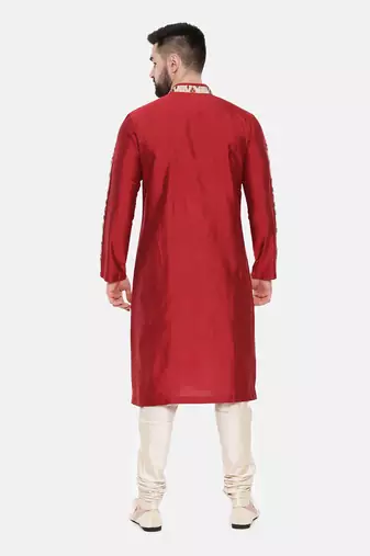 Red Silk Kurta Set