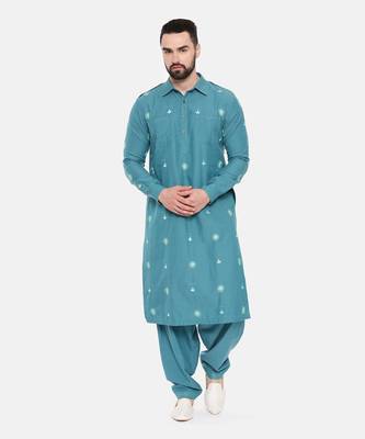 Blue Cotton Pathani Set 2