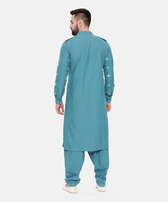 Blue Cotton Pathani Set 5