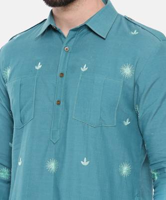 Blue Cotton Pathani Set 6