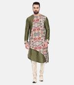Green Silk Cotton Printed Kurta Set