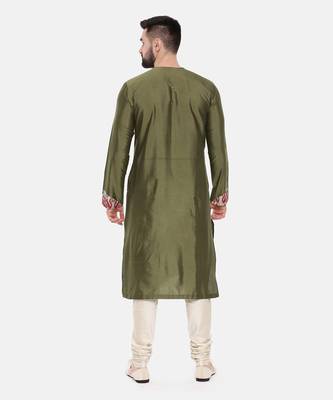 Green Silk Cotton Printed Kurta Set 5