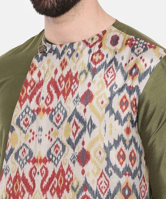 Green Silk Cotton Printed Kurta Set 6
