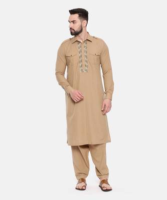 Khaki Cotton Pathani Set 2