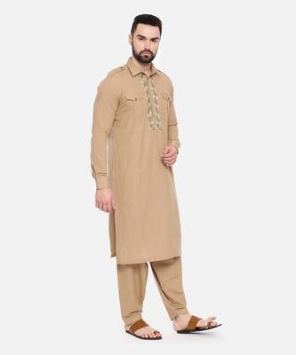 Khaki Cotton Pathani Set 4
