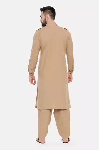 Khaki Cotton Pathani Set