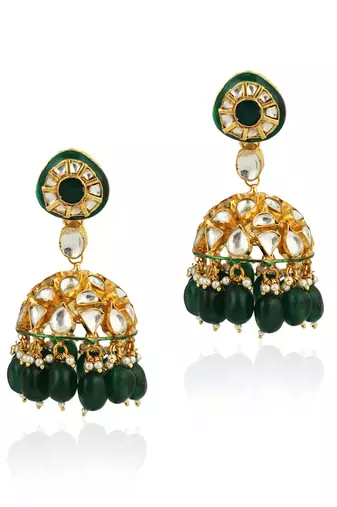 Green Meenakari Double Layered Necklace Set