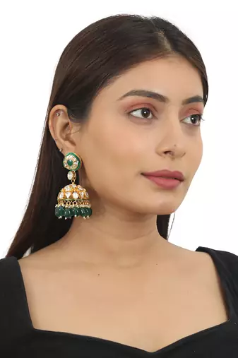 Green Meenakari Double Layered Necklace Set