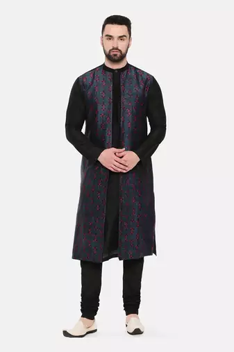 Black Blue Printed Kurta Set