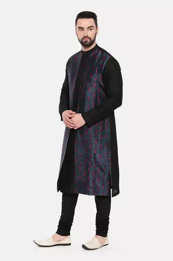 Black Blue Printed Kurta Set