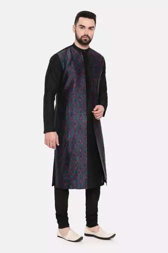 Black Blue Printed Kurta Set