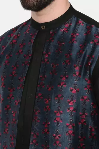 Black Blue Printed Kurta Set