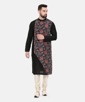 Black Silk Muslin Printed Kurta Set 2