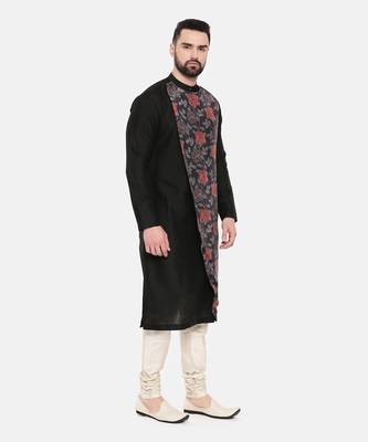 Black Silk Muslin Printed Kurta Set 4