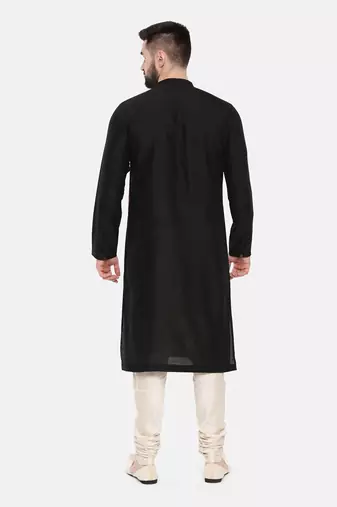 Black Silk Muslin Printed Kurta Set