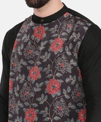 Black Silk Muslin Printed Kurta Set 6