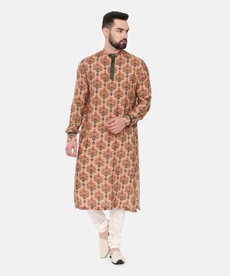 Musling Beige Printed Kurta Set 2
