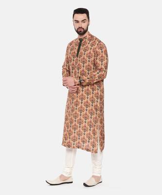 Musling Beige Printed Kurta Set 3