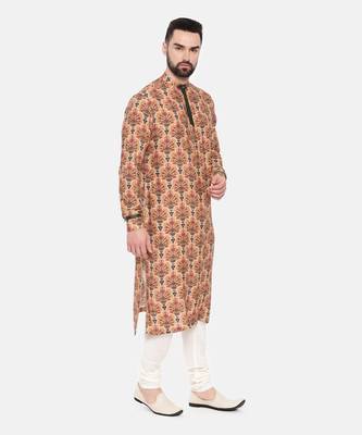 Musling Beige Printed Kurta Set 4