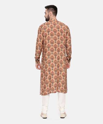 Musling Beige Printed Kurta Set 5