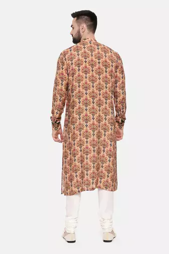 Musling Beige Printed Kurta Set