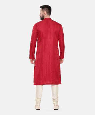 Red Silk Mirror Work Kurta Set 5