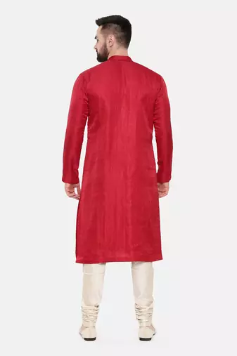 Red Silk Mirror Work Kurta Set