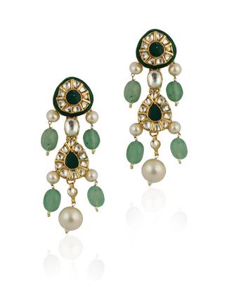 Green Meenakari Necklace Set With White Pearl 4