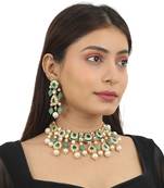 Green Meenakari Necklace Set With White Pearl
