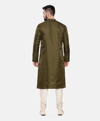 Green Silk Mirror Work Kurta Set 5