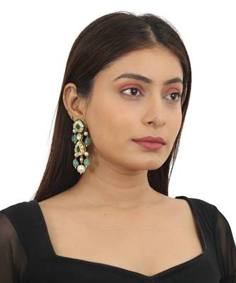 Green Meenakari Necklace Set With White Pearl 6