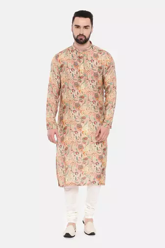 Pink Printed Muslin Kurta Set