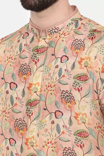 Pink Printed Muslin Kurta Set