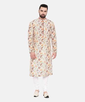 Ivory Pink Printed Muslin Kurta Set 2