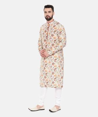 Ivory Pink Printed Muslin Kurta Set 3