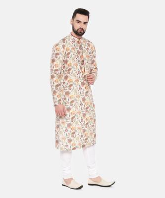 Ivory Pink Printed Muslin Kurta Set 4