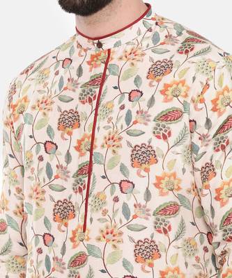 Ivory Pink Printed Muslin Kurta Set 6