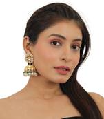 Green Hangings With White Pearl Jhumki