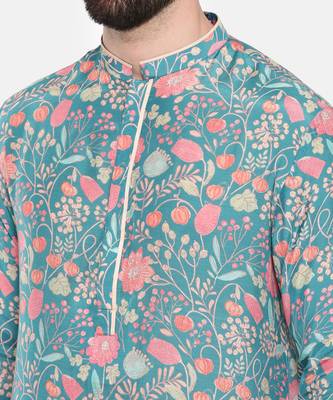 Blue Printed Muslin Kurta Set 6