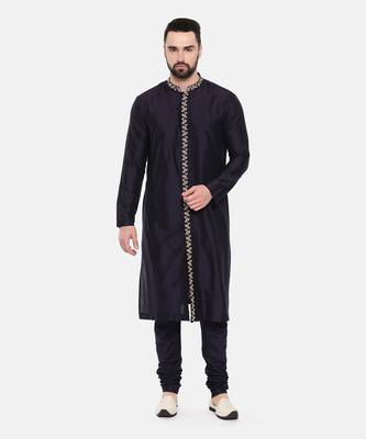 Blue Silk Embroidered Kurta Set 1