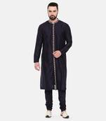 Blue Silk Embroidered Kurta Set